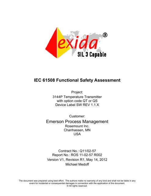 IEC 61508 Functional Safety Assessment Emerson Process ... - Exida