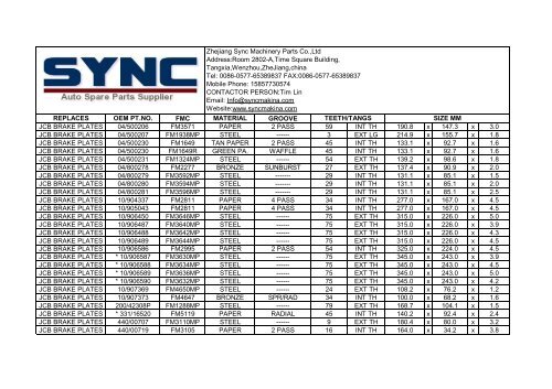 HONGQI-- CATALOGUE for jcb brake plates