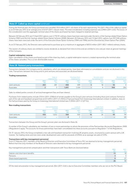 Tesco plc Annual Report and Financial Statements 2012