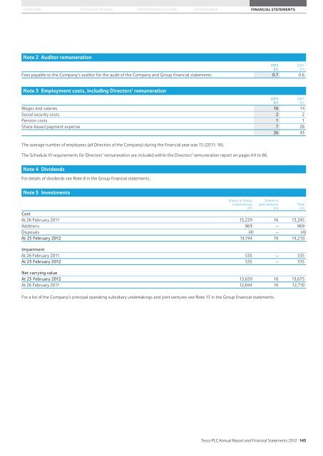Tesco plc Annual Report and Financial Statements 2012