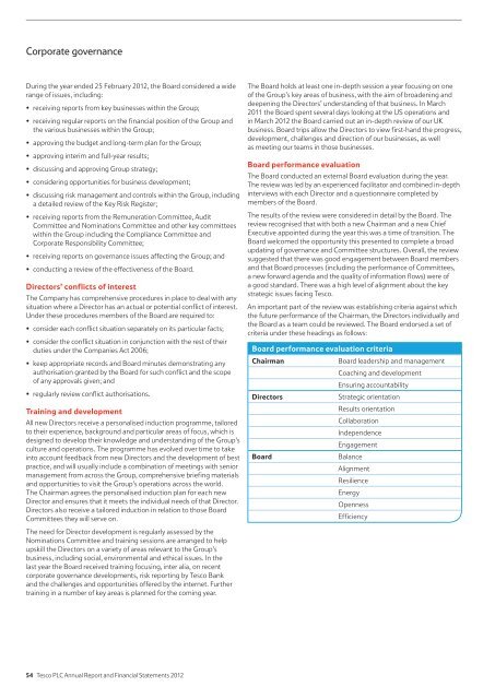 Tesco plc Annual Report and Financial Statements 2012