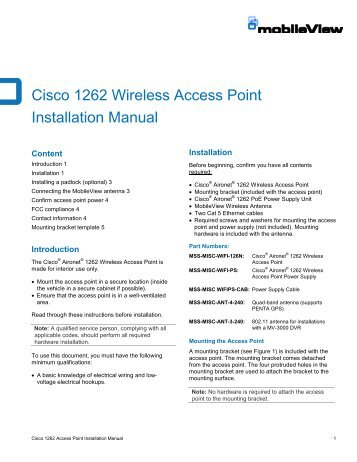 Cisco 1262 Wireless Access Point Installation Manual - Interlogix