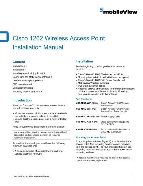 Cisco 1262 Wireless Access Point Installation Manual - Interlogix