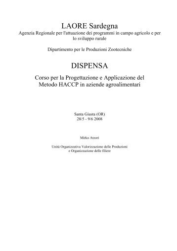Dispensa corso HACCP [file .pdf] - Sardegna Agricoltura