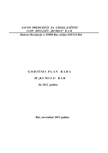 JP RUMIJA Plan za 2012 godinu - Bar