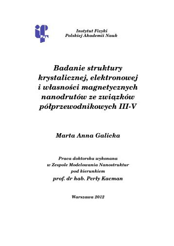 Badanie struktury krystalicznej, elektronowej i wÅasnoÅci ...