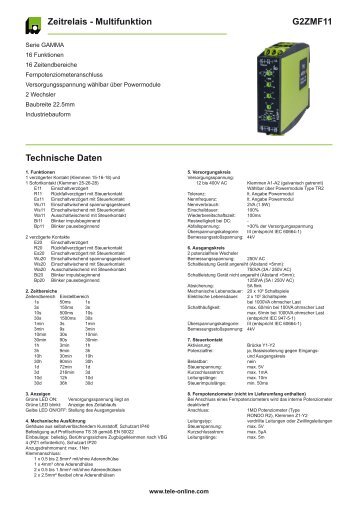 G2ZMF11 Zeitrelais - Multifunktion Technische Daten