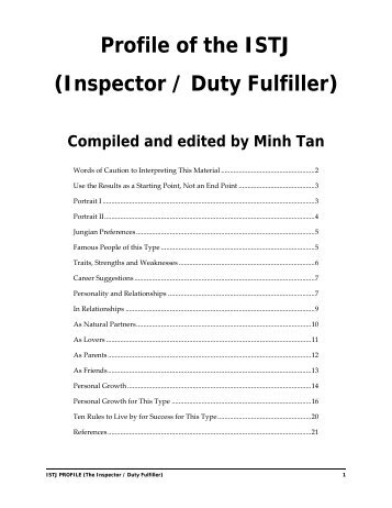 Profile of the ISTJ (Inspector / Duty Fulfiller) - Digital Citizen