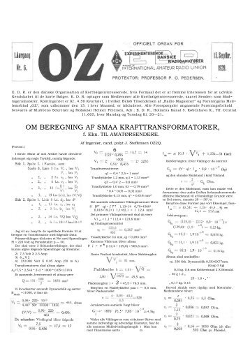 OM BEREGNING AF SMAA KRAFTTRANSFORMATORER, - risby.nu