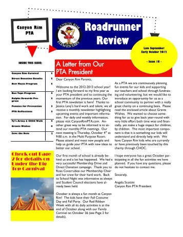 Roadrunner Review - Canyon Rim Elementary PTA