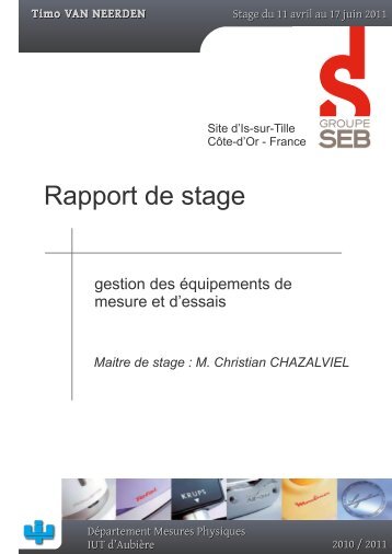 Maitre de stage : M. Christian CHAZALVIEL