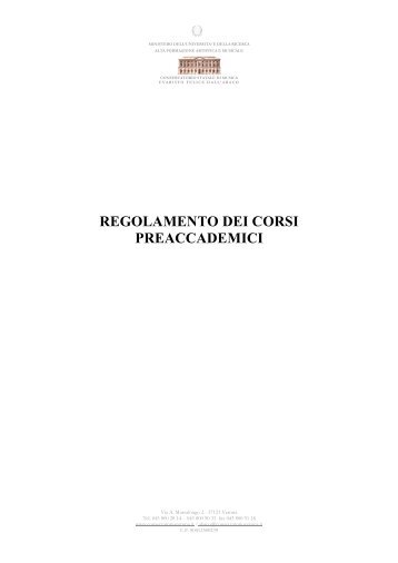 Regolamento Corsi Pre-accademici - Conservatorio di Verona