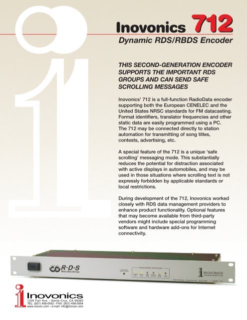 Dynamic RDS/RBDS Encoder - Inovonics