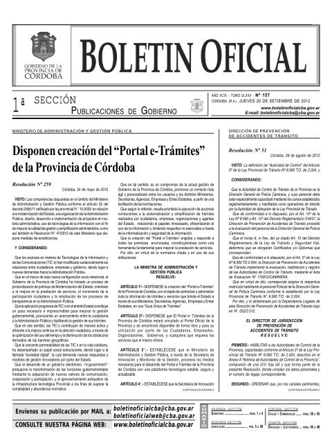 boletin oficial nÂº 157 - BoletÃ­n Oficial de la Provincia de CÃ³rdoba ...