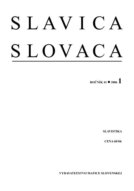 ÄÃ­slo 1 - SlavistickÃ½ Ãºstav JÃ¡na Stanislava SAV