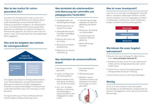 Institut für Lehrergesundheit Lageplan - AQS - in Rheinland-Pfalz