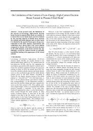 On Limitation of the Current of Low-Energy, High-Current Electron ...