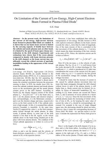 On Limitation of the Current of Low-Energy, High-Current Electron ...