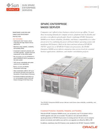 SPARC Enterprise M4000 Server Data Sheet - Oracle