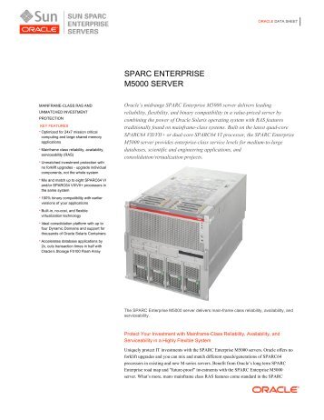 SPARC Enterprise M5000 Server Data Sheet - Oracle