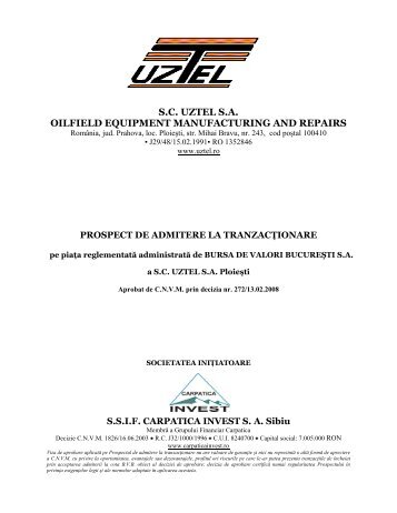 sc uztel sa oilfield equipment manufacturing and repairs - Kmarket.ro