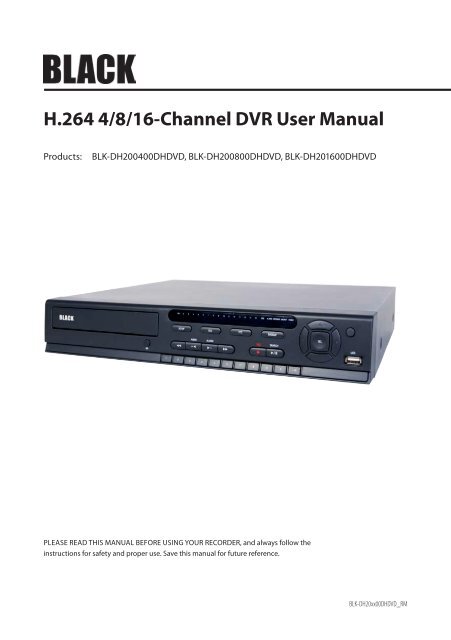 H.264 4/8/16-Channel DVR User Manual - Security Cameras Direct