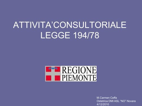 Attività consultoriale Legge 194 - ASL 13 Novara