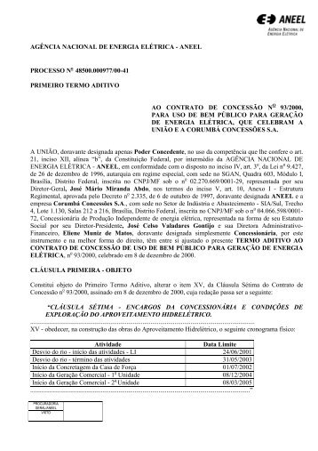 1Âº Termo Aditivo Contrato 93/2000 - Aneel