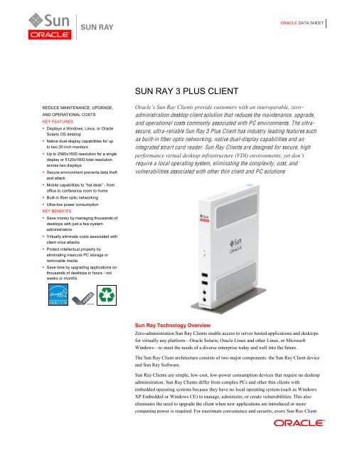 Sun Ray 3 Plus Client - Oracle