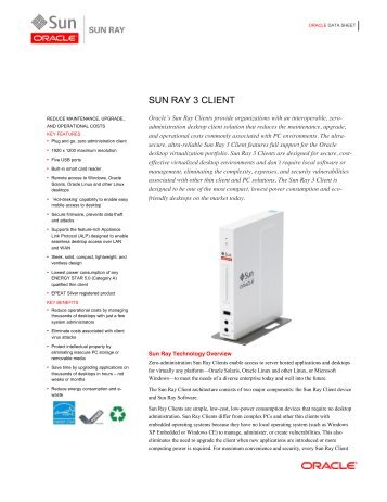 Sun Ray 3 Client (PDF) - Oracle