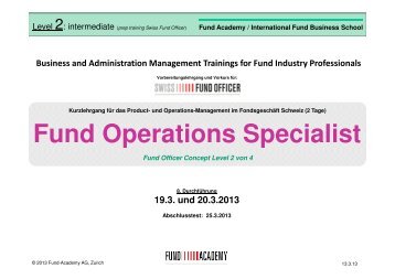 Dipl. Fund Operations Specialist FA - Fund Academy, Aus