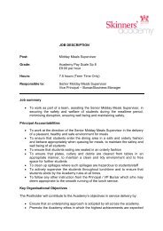 Midday Meals Supervisor Grade - Skinners' Academy