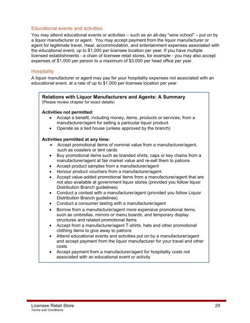 Licensee Retail Store Licence Terms and Conditions guide