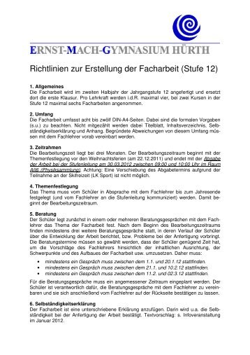 Richtlinien zur Erstellung der Facharbeit (Stufe 12)