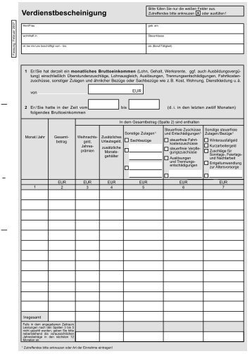 Verdienstbescheinigung - Nur zum Ausdrucken