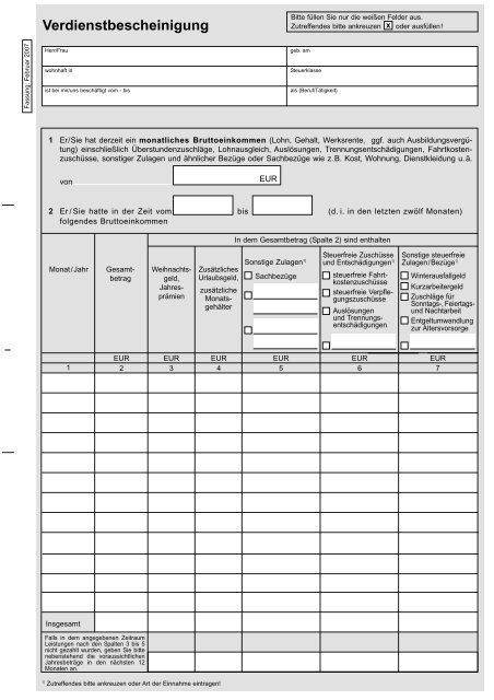 Verdienstbescheinigung - Nur zum Ausdrucken