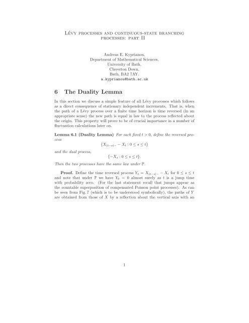 6 The Duality Lemma - Department of Mathematical Sciences ...