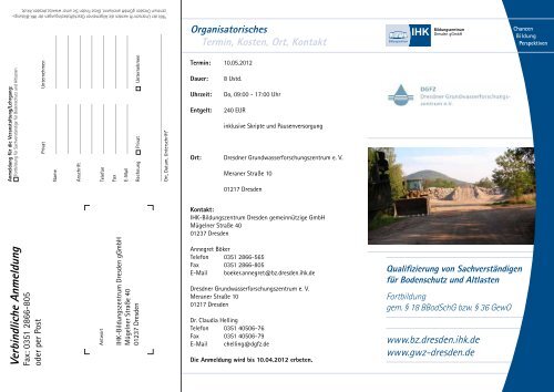 Organisatorisches Termin, Kosten, Ort, Kontakt ... - GWZ Dresden