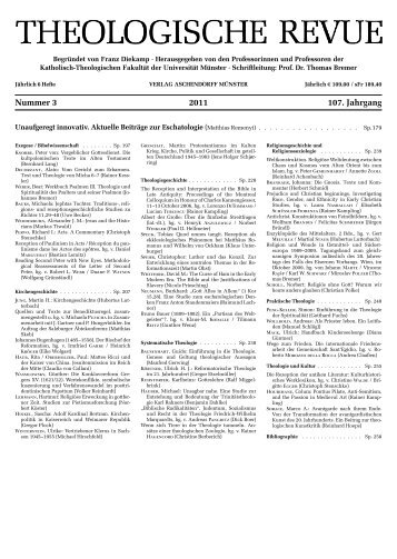 Theologische Revue, Nr. 3, 2011 ... - Institut für Theologische Zoologie