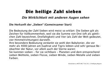 Die heilige Zahl sieben - Weite Welt