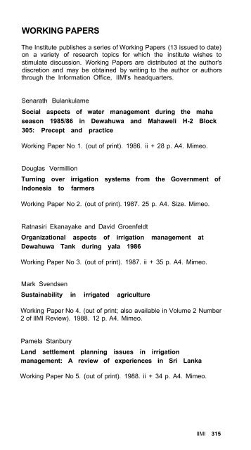 1990 Supplement Publications of the International ... - IRRI books