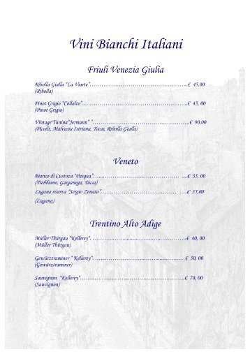 Carta dei Vini - Sina Hotels