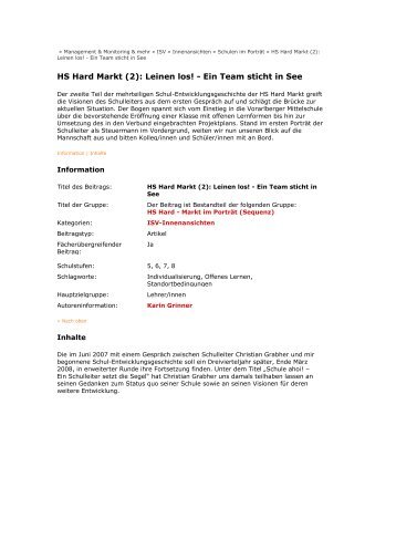 SchulportrÃ¤t HS Hard Markt II (PDF) - Innovative Schulen im Verbund