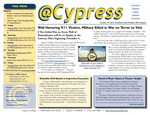 October 19, 2012 - News... - Cypress College