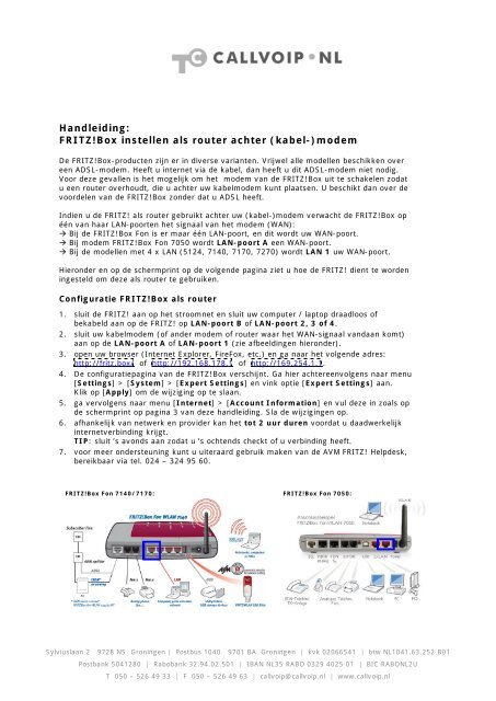 Handleiding: FRITZ!Box instellen als router achter ... - FRITZshop