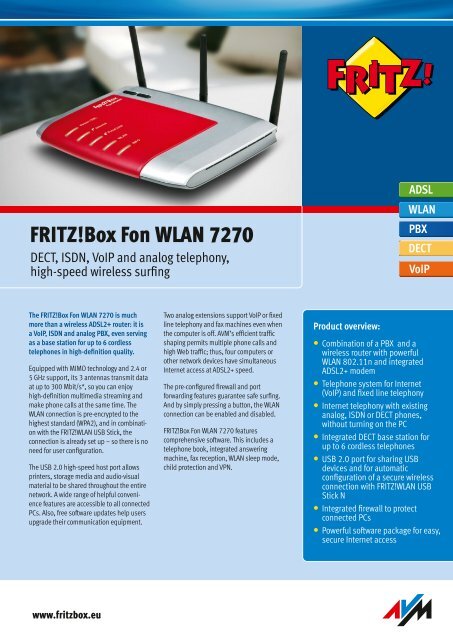 FRITZ!Box Fon WLAN 7270 Www - Phone Master