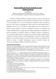 ResponsabilitÃ© du fait des produits de santÃ© Rapport franÃ§ais - Grerca