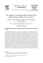 The influence of bedding depth on behaviour in golden hamsters ...