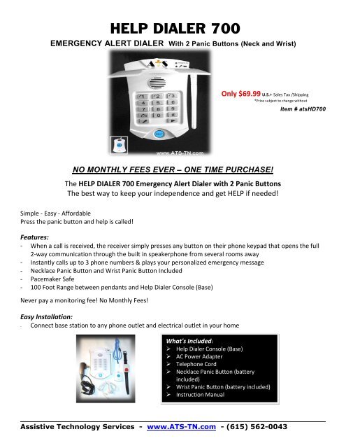 Download Brochure and Order Form - Assistive Technology Services