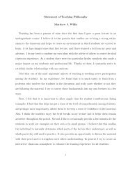 Statement of Teaching Philosophy Matthew J. Willis Teaching has ...